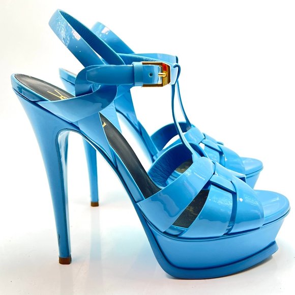 🌷❤️‍🔥SPRING SALE 🔥 FINAL PRICE🌷💥Saint Laurent Tribute Blue Sandals 37 - Picture 1 of 12